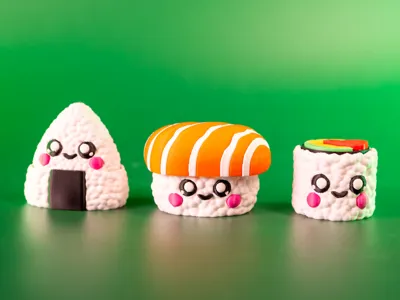 Kawaii Sushi Onigiri Clickers! Set of 3 