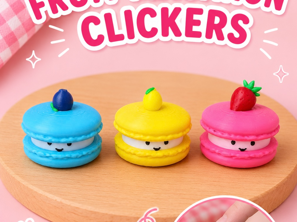 Cute Fruit Macaron Clickers set of 3 