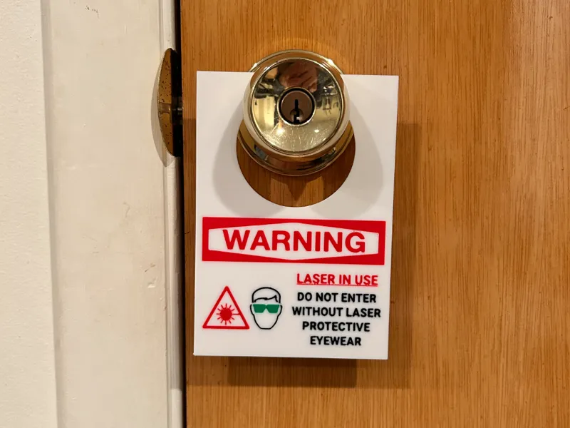 Laser Room Safety Door Tag