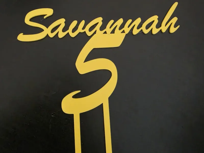 Savannah age 5 cake topper