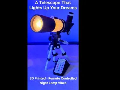 Telescope Night Light Lamp with Moon & Sun Lithos