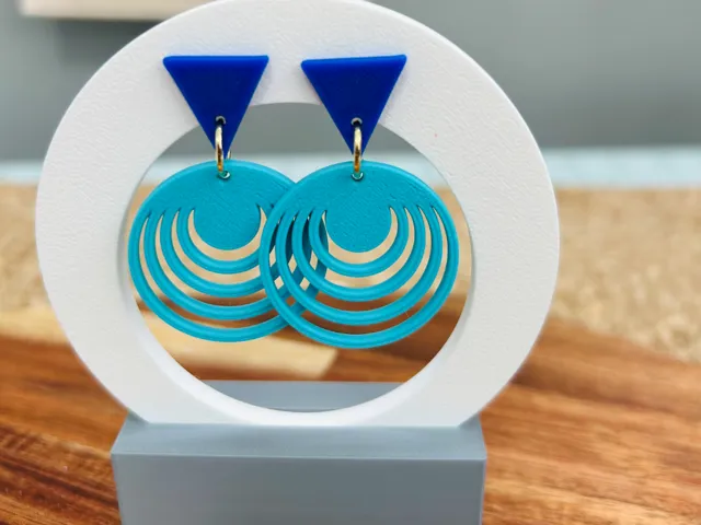 Geometric quadruple round earrings