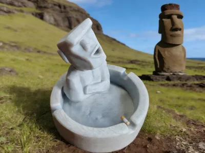 Moai-inspired ashtray