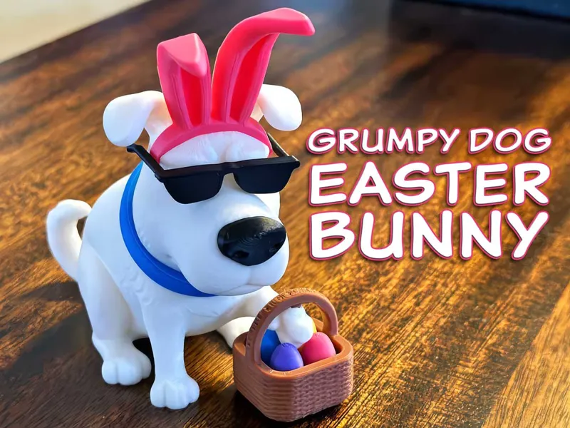 Grumpy Dog Easter Bunny