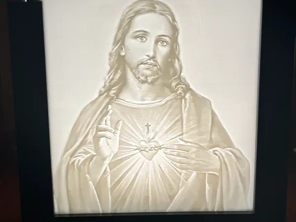 Lithophane Sacré-Cœur de Jésus pour caisson lumineux 10x10