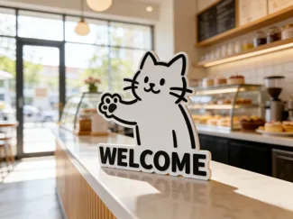 小猫咪 WELCOME 欢迎 装饰指示标识立牌