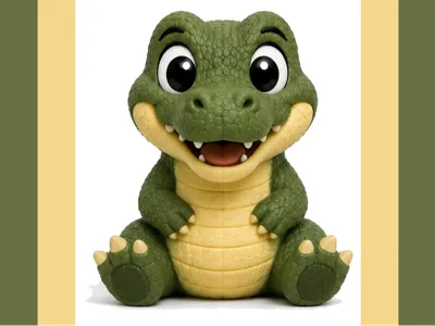 Cute Baby Crocodile 4-Color & Single-Color Print 