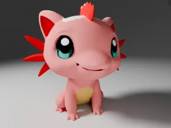 sitting axolotl friend