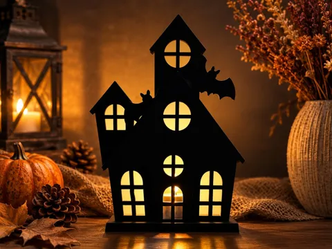Accesorio de iluminación decorativa: Haunted House Tealight Holder — referencia de MakerWorld