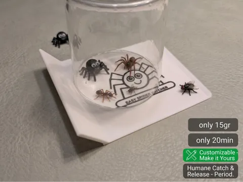 Letrero o emblema decorativo: Easy Spider Catcher | Fast & Safe Humane Bug Trap — referencia de MakerWorld