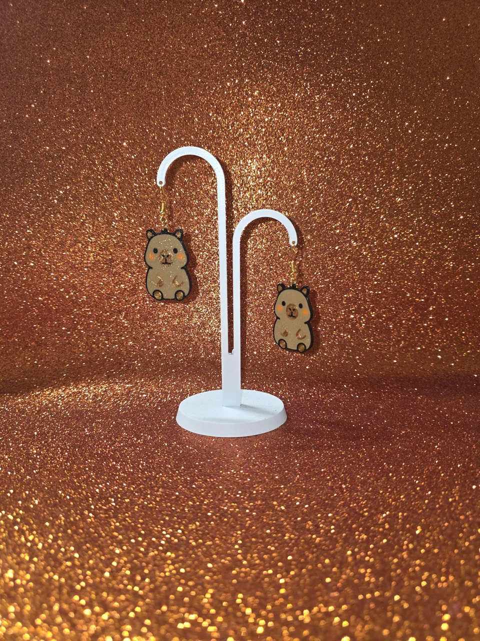 Cute capybara earrings view 3