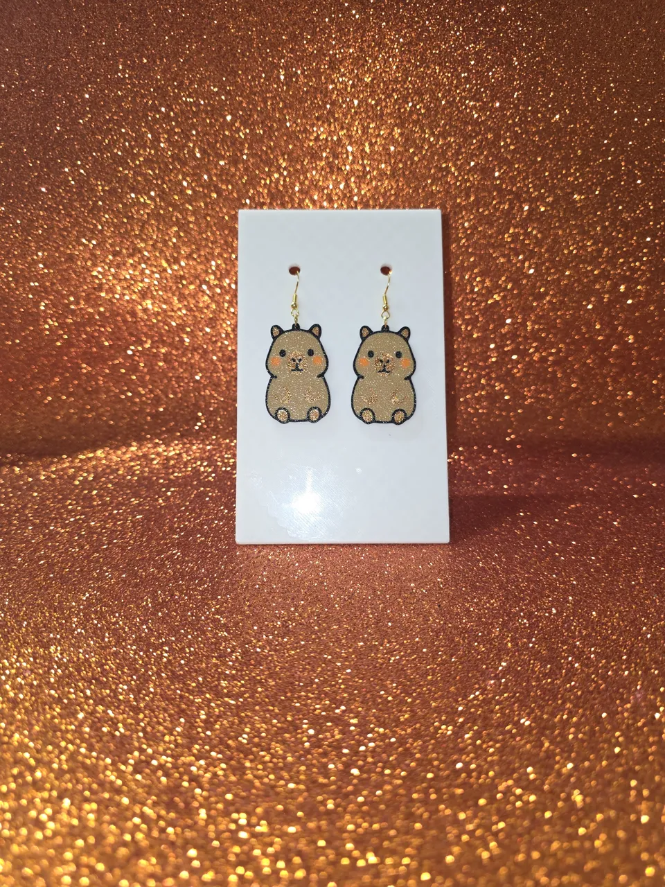 Cute capybara earrings view 2