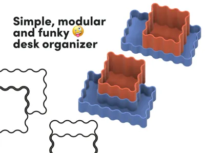 Wavy modular desk organizer