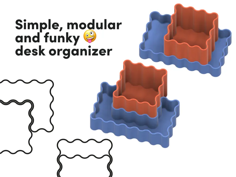 Wavy modular desk organizer