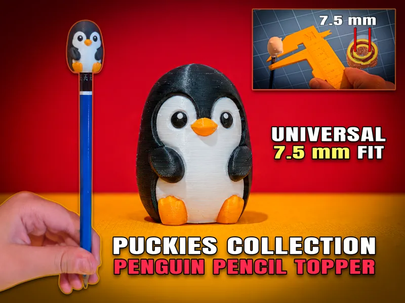Cute Penguin Pencil Topper (Puckies Collection)