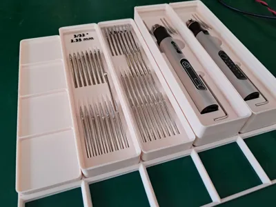 Stackable gridfinity bins for engraver pen