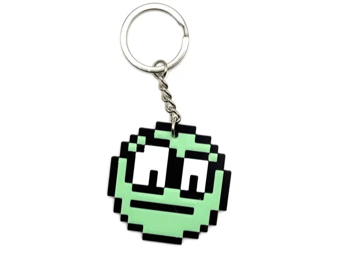 Retro GG Emoticon Keychain – Pixel Big Eyes