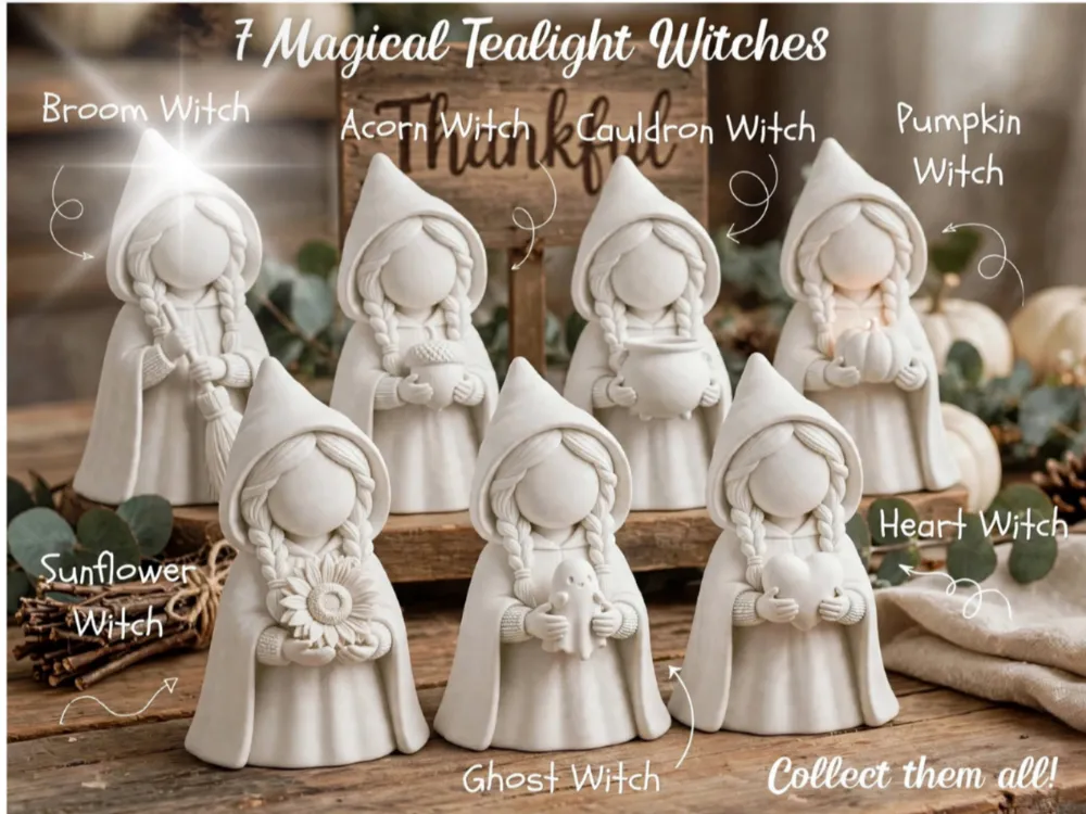 Accesorio de iluminación decorativa: Tealight Witch With Broom Figure. Referencia del modelo original.
