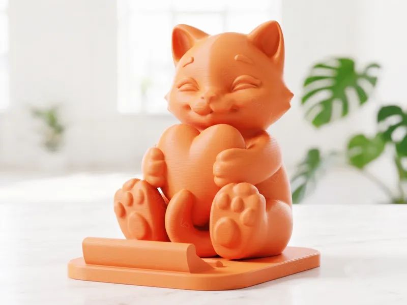 Cute Kitty Bear Phone Stand Hugging Heart #42