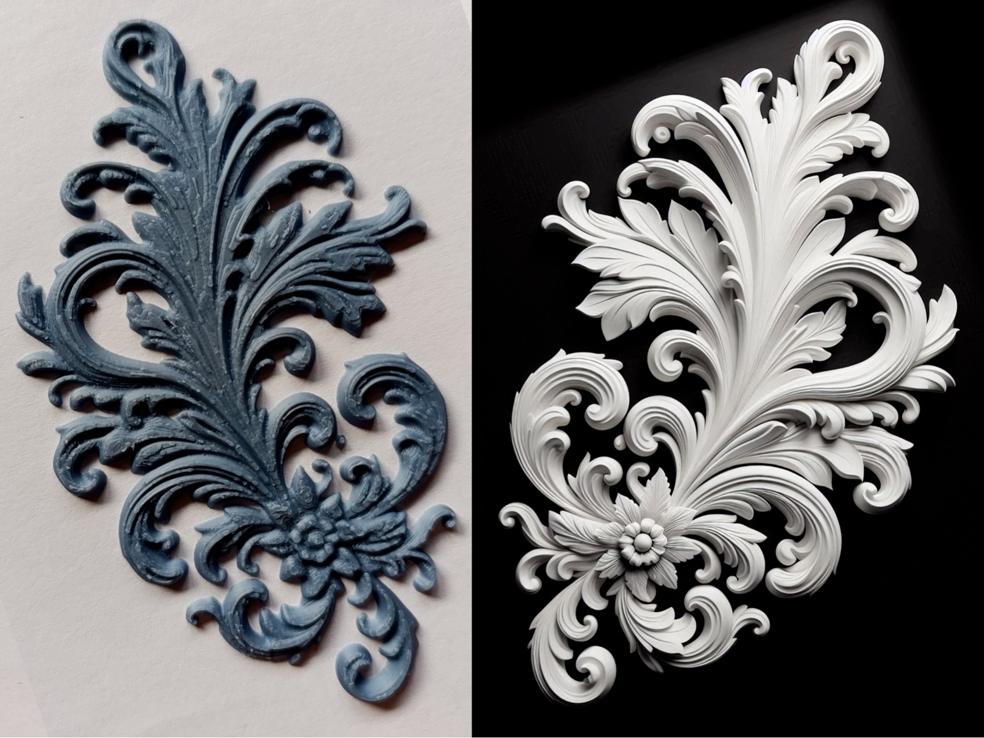 Coppia di fregi decorativi simmetrici