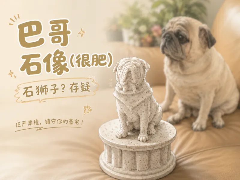 !可商用! 巴哥犬石像 镇宅神兽