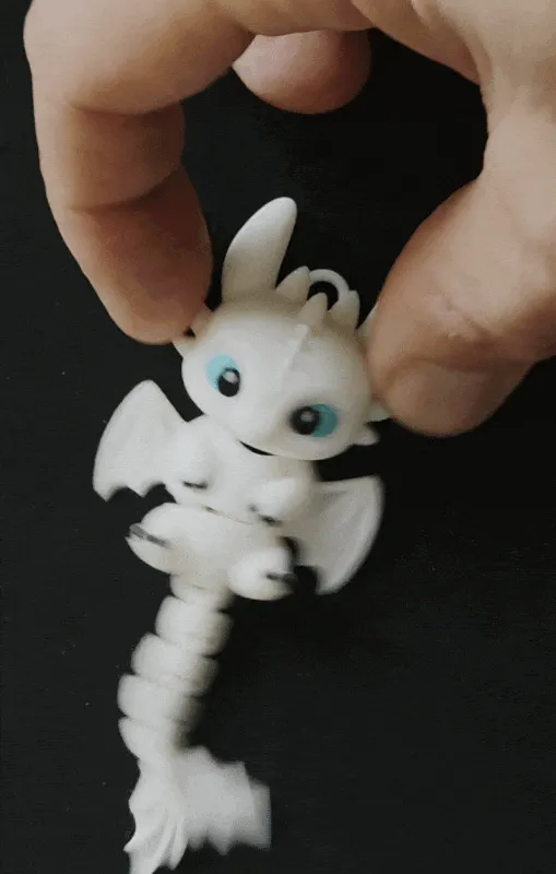 Articulated Light Fury Dragon Keychain view 3