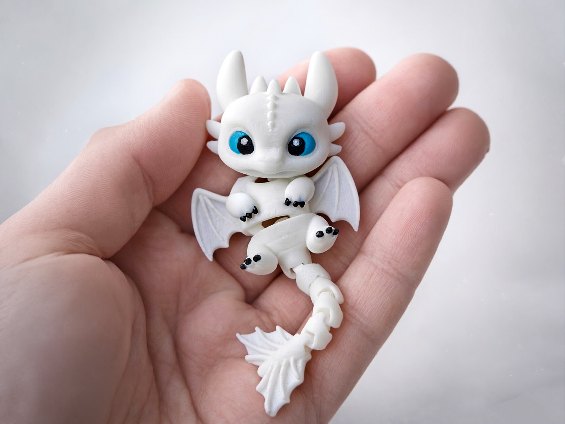 Articulated Light Fury Dragon Keychain