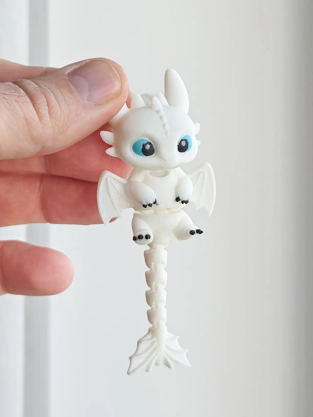 Articulated Light Fury Dragon Keychain view 4