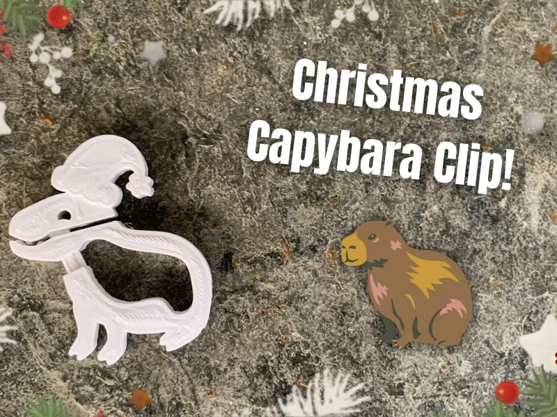 Christmas Capybara Clip