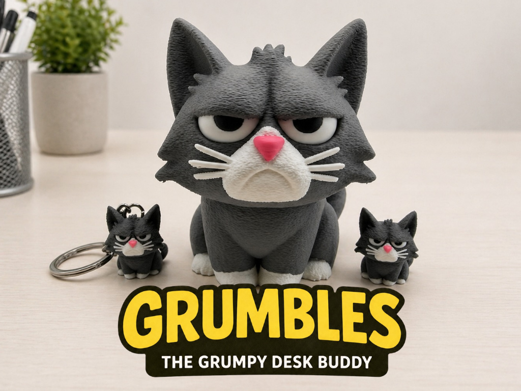 Grumbles the Grumpy Desk Buddy + Mini and Keychain
