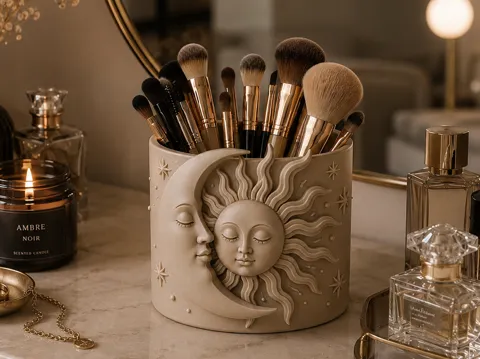 Soporte: Celestial Moon & Sun Makeup Brush Holder — referencia de MakerWorld