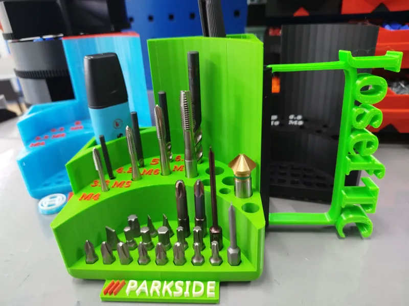 Parkside organizer for drills, taps, pencils, bits