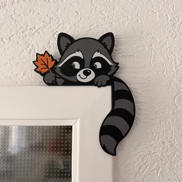 Modelo para impresión 3D: Niedlicher Waschbär mit Herbstblatt — vista de referencia 3