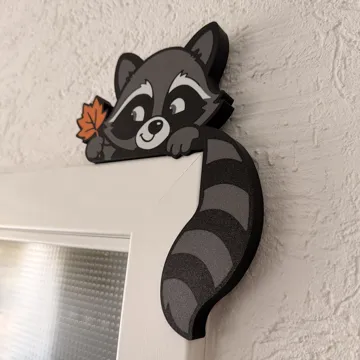 Modelo para impresión 3D: Niedlicher Waschbär mit Herbstblatt — vista de referencia 5