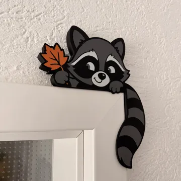 Modelo para impresión 3D: Niedlicher Waschbär mit Herbstblatt — vista de referencia 4