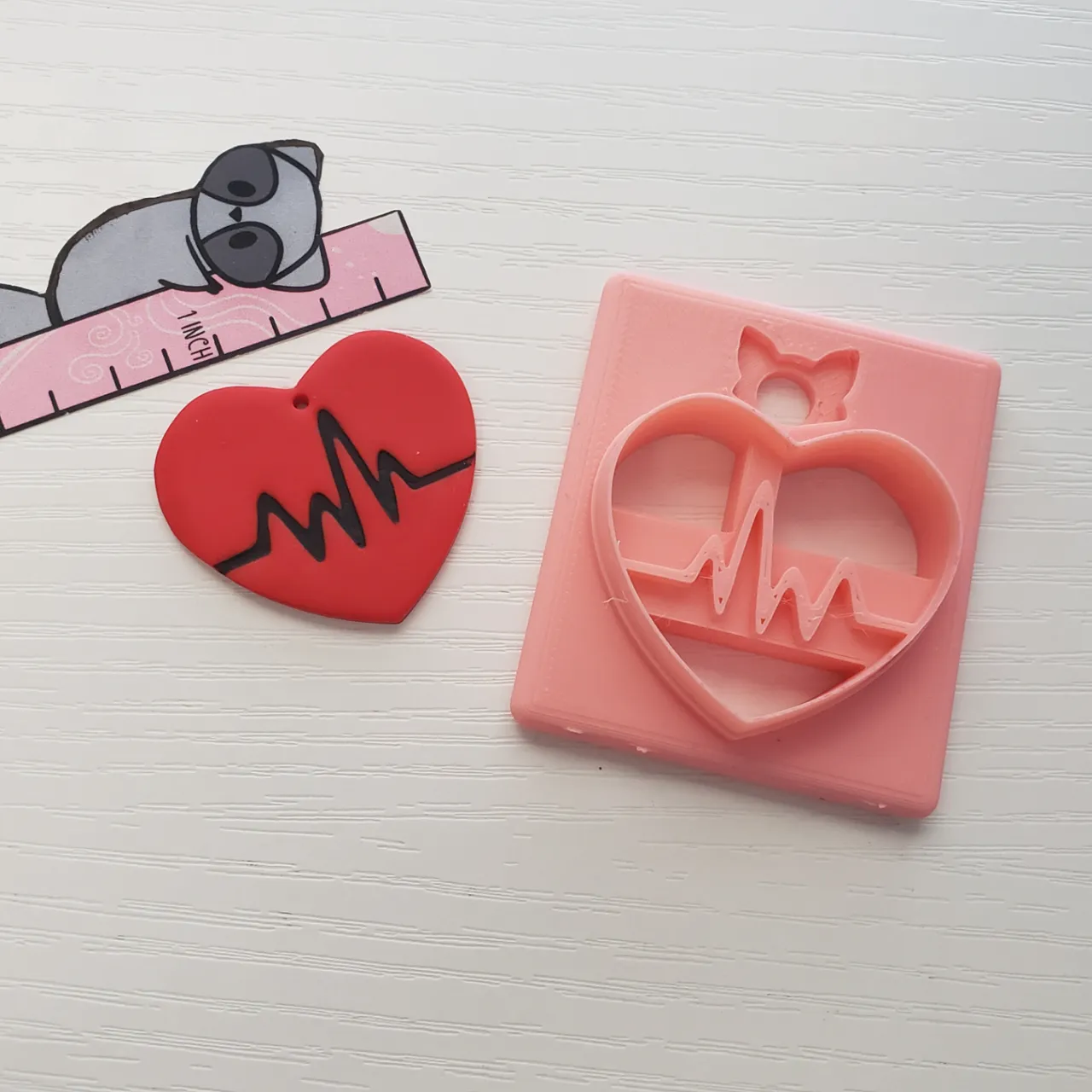 Heart Beat Valentine Polymer Clay Earring Cutter view 4