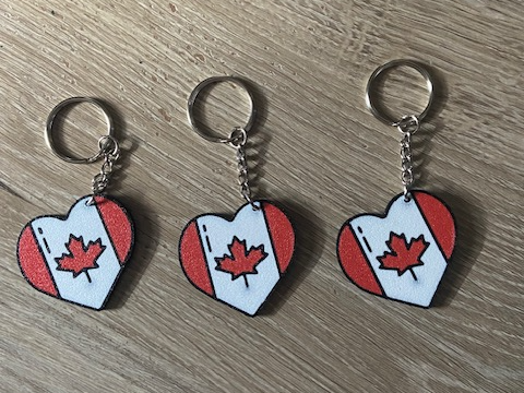 Heart shape Canadian flag keychain