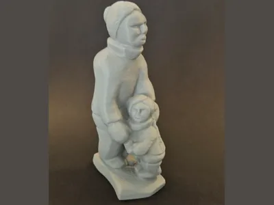 Greenlandic carved stone sculpture detailed 2