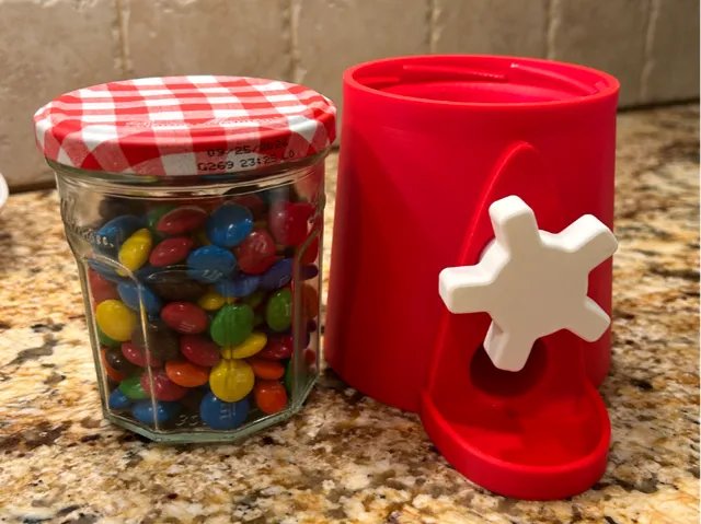 Configurable Candy Dispenser for Bonne Maman Jar