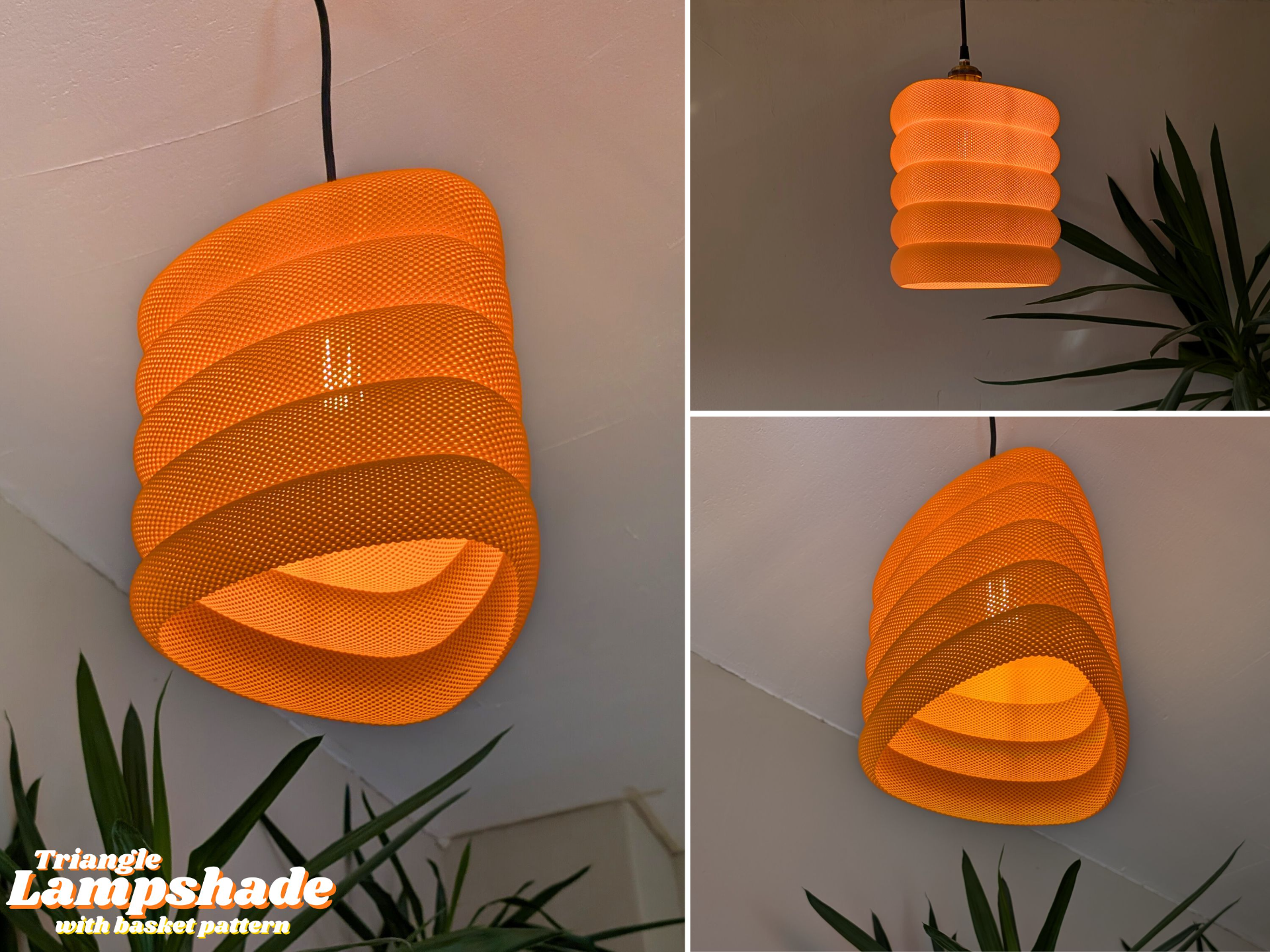 Triangle retro lampshade with basket (3,4,5 Rings)