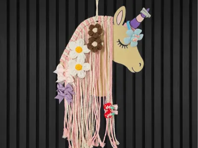 Unicorn Hair Clip Holder Macrame
