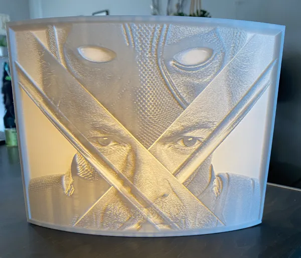 Veilleuse lithophanie Deadpool et Wolverine