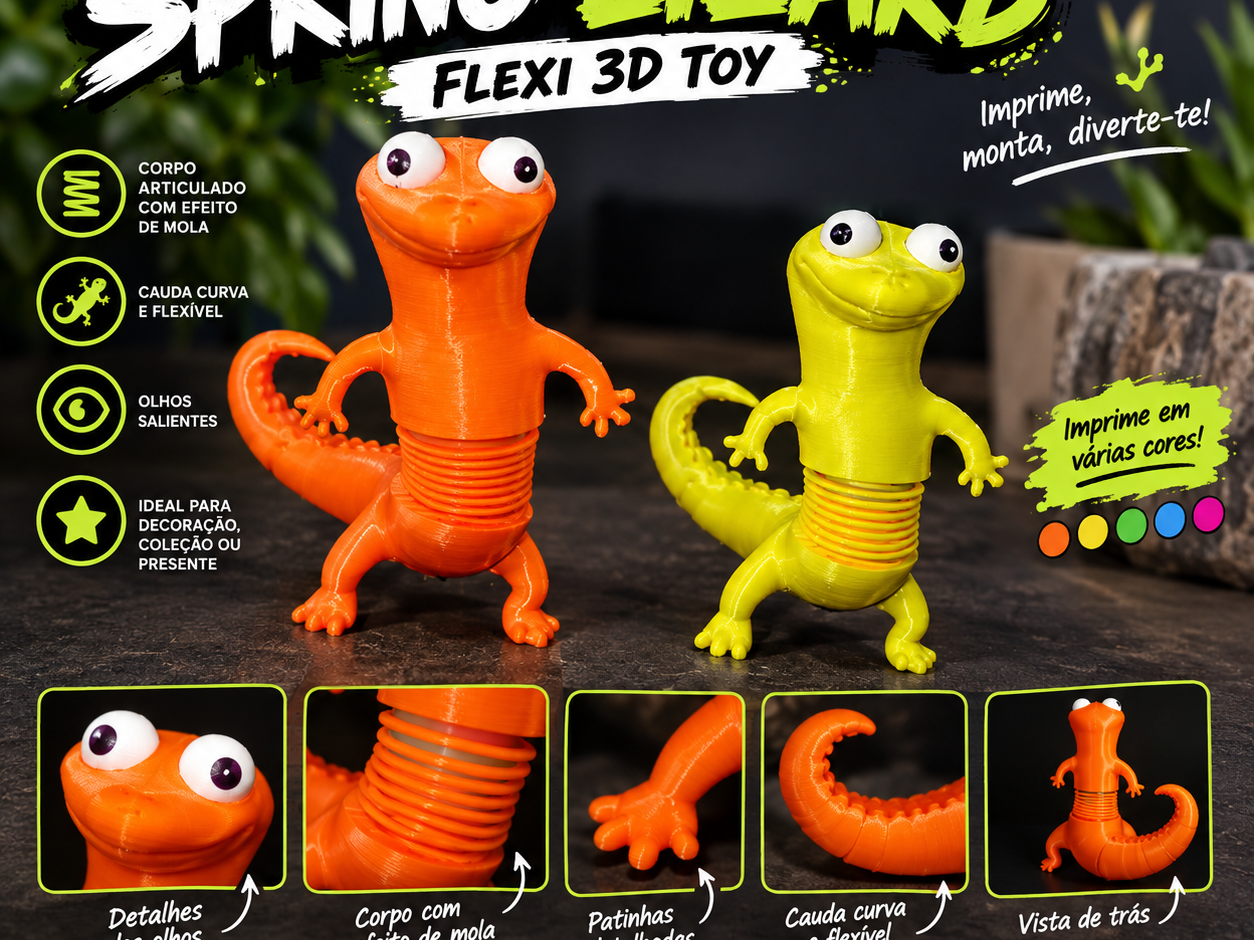 Lagartixa Articulada 3D | Flexi Toy - 1