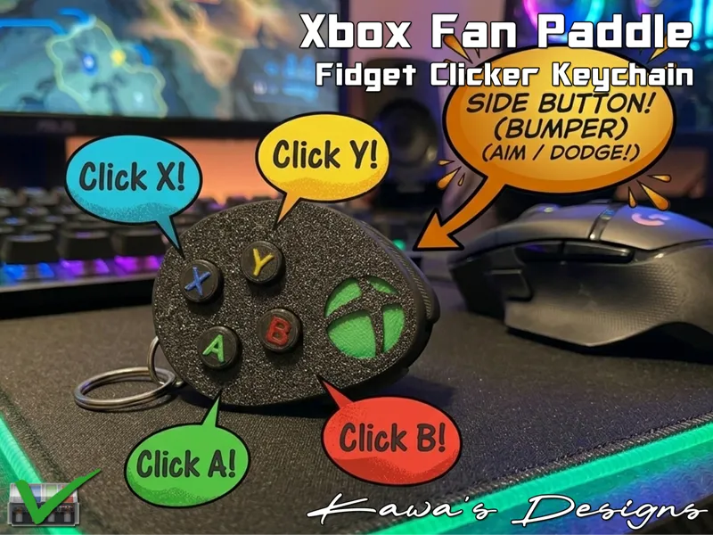 Xbox Fan Paddle Fidget Clicker Keychain