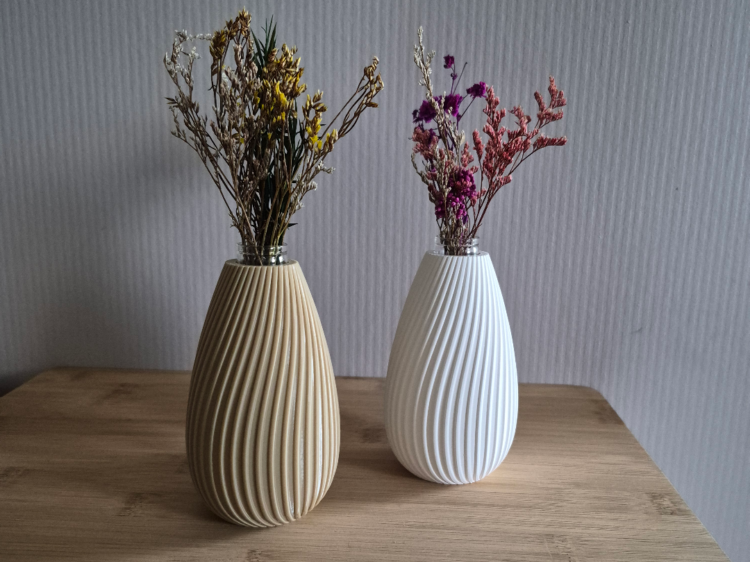Modern Japandi Swirl Ribbed Vase - Shadow Play Ed.