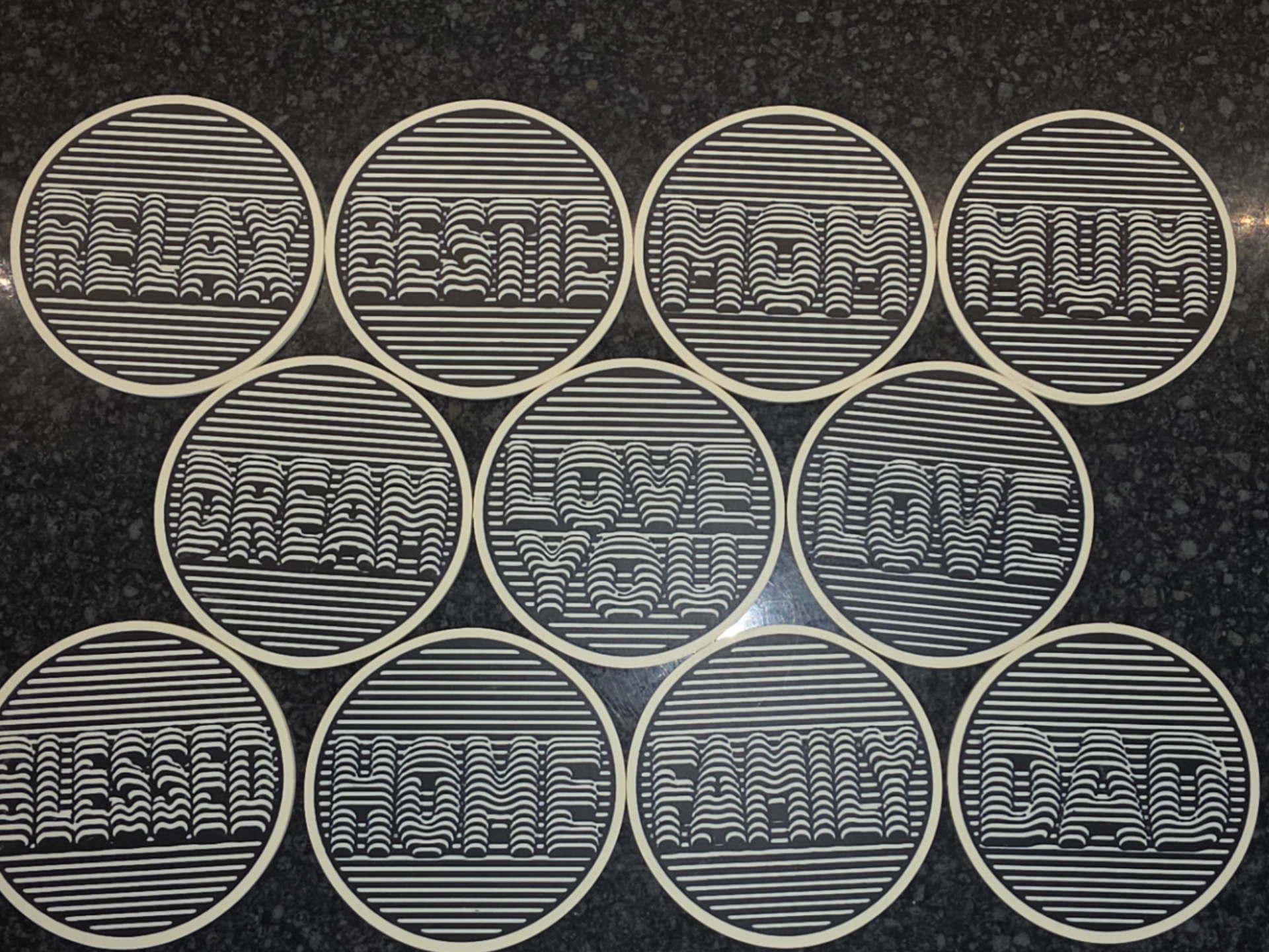 90mm line art coaster collection 3D model by NezzyCFC