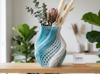 Aurora Aqua | Modern Spiral Lattice Vase
