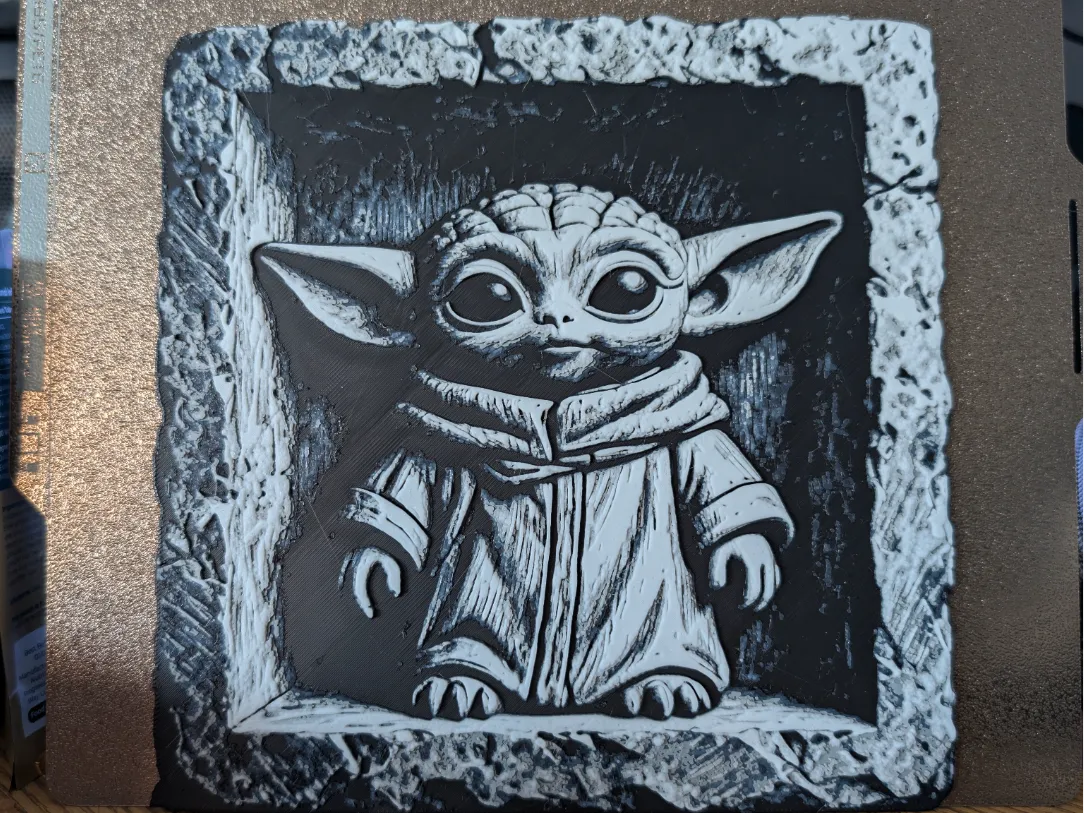 Slate style - baby yoda - hueforge - Free 3D Print Model - MakerWorld