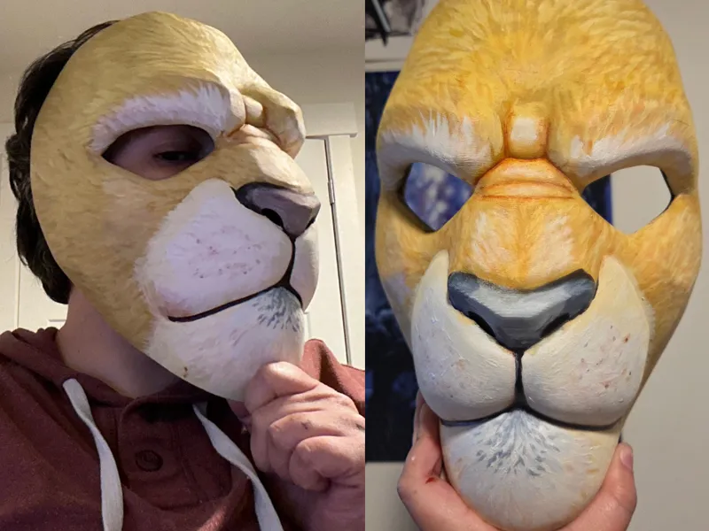 Lion Face Cosplay Mask for LARP or Fursuit