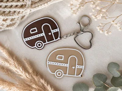 Caravan key chain - caravaning, camper, van 